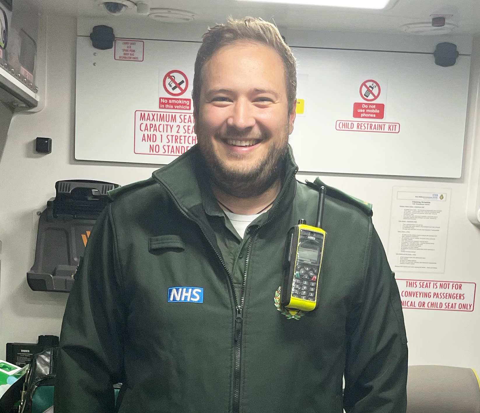 Aaron Jones at work in his NHS uniform