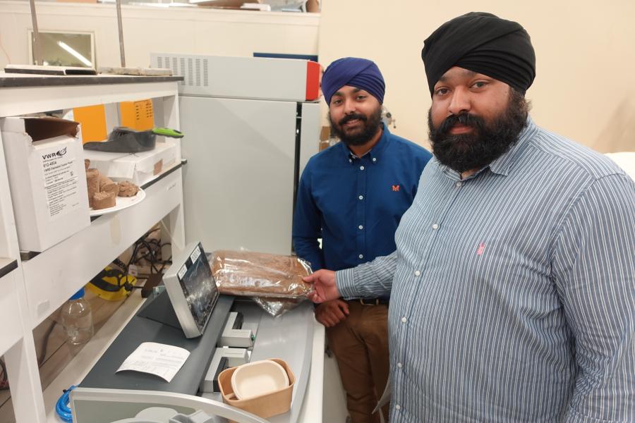 Gurpreet Singh and Arjundeep Singh in the Centre’s pulp and paper lab