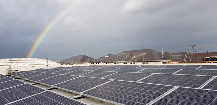 Solar Photovoltaic Panels installed on the roof of Canolfan Brailsford