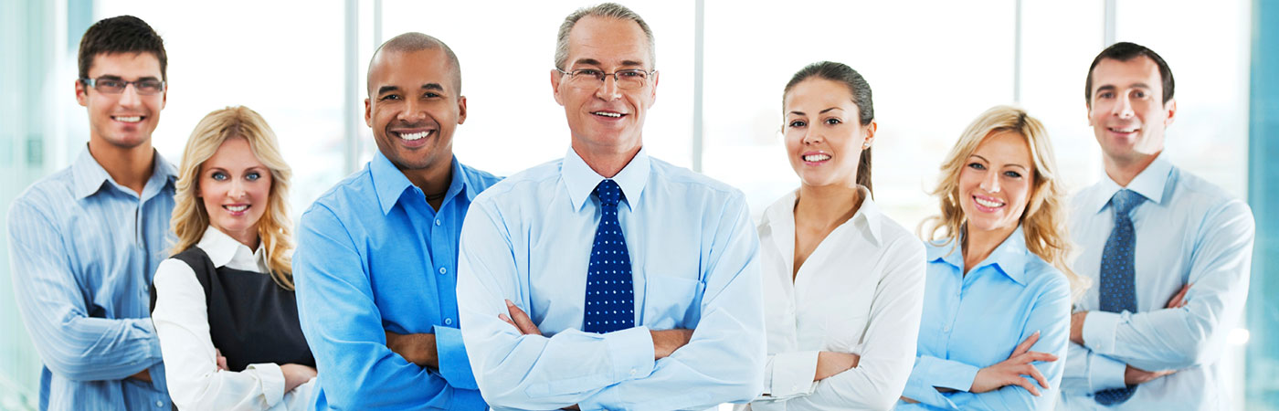 Happy people dressed in business attire