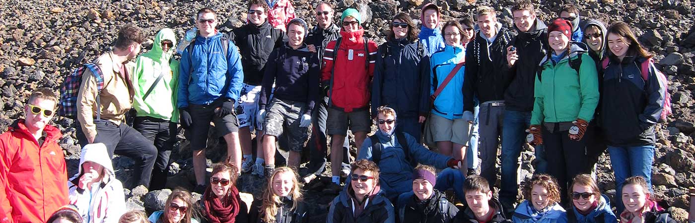 3rd year students studying volcano development atop Mount Teide, Tenerife