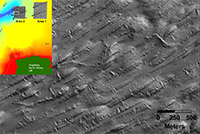 Drumlins, eskers and many iceberg scour marks on the seafloor just 15 miles offshore Anglesey, marking advance and ice retreat i