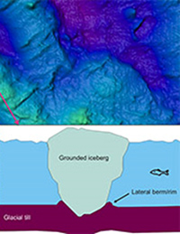 Ribbed moraines with superimposed iceberg keel marks, remnant from the last time ice retreated in Liverpool Bay