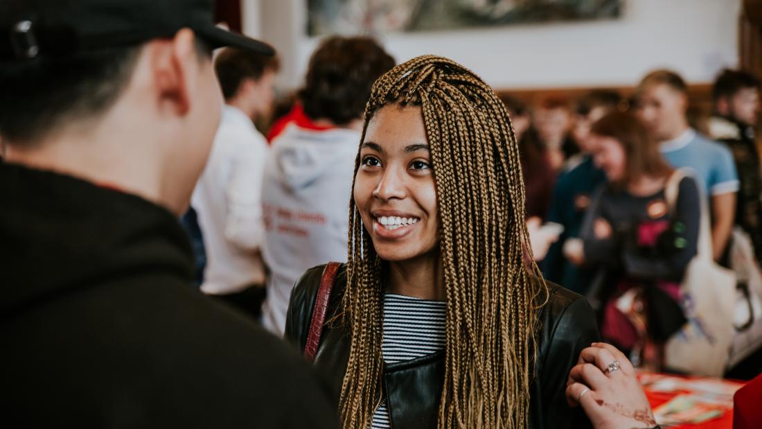 Students chatting at Serendipity Fair during Welcome Week