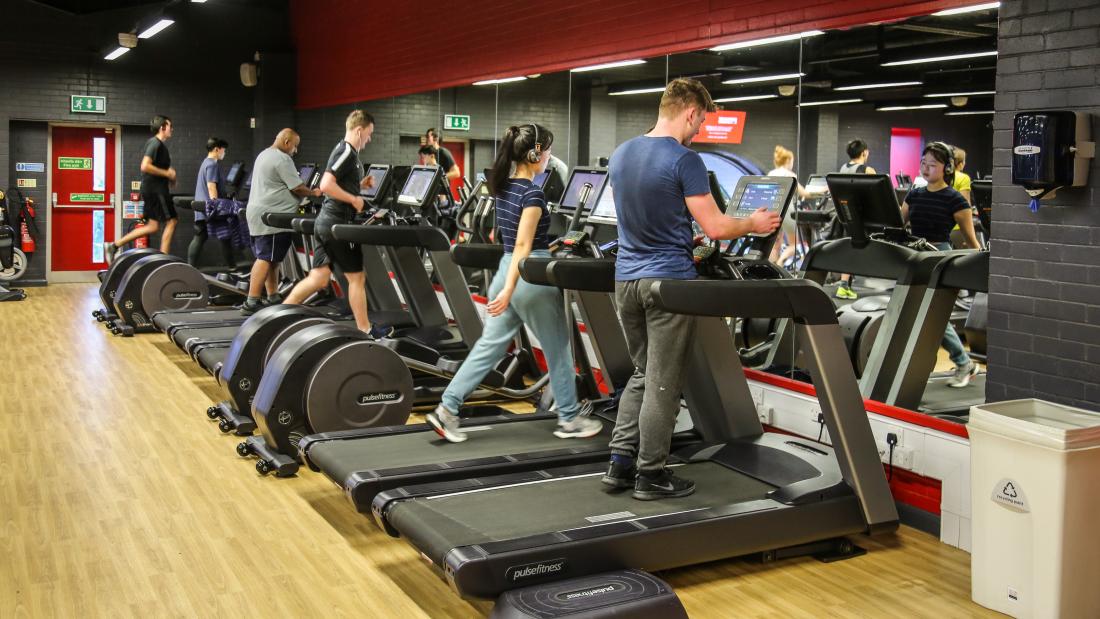 Students using the gym facilities at Canolfan Brailsford