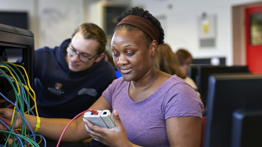  Student at work in computer science engineering lab 