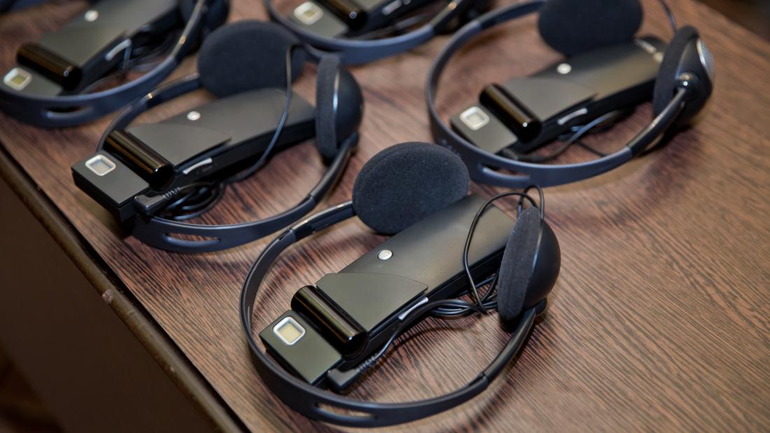 Headphones used for simultaneous translation