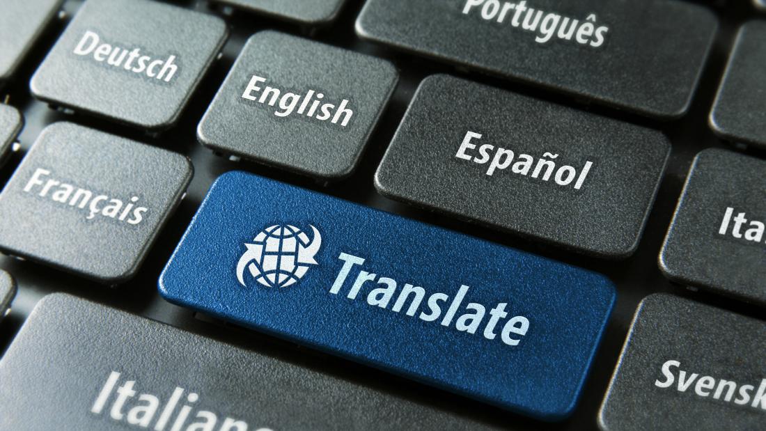 A keyboard showing different languages