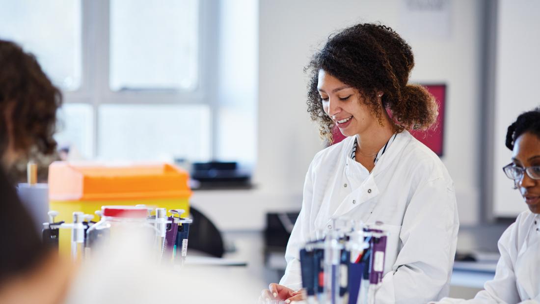 Students in the lab conducting class tests