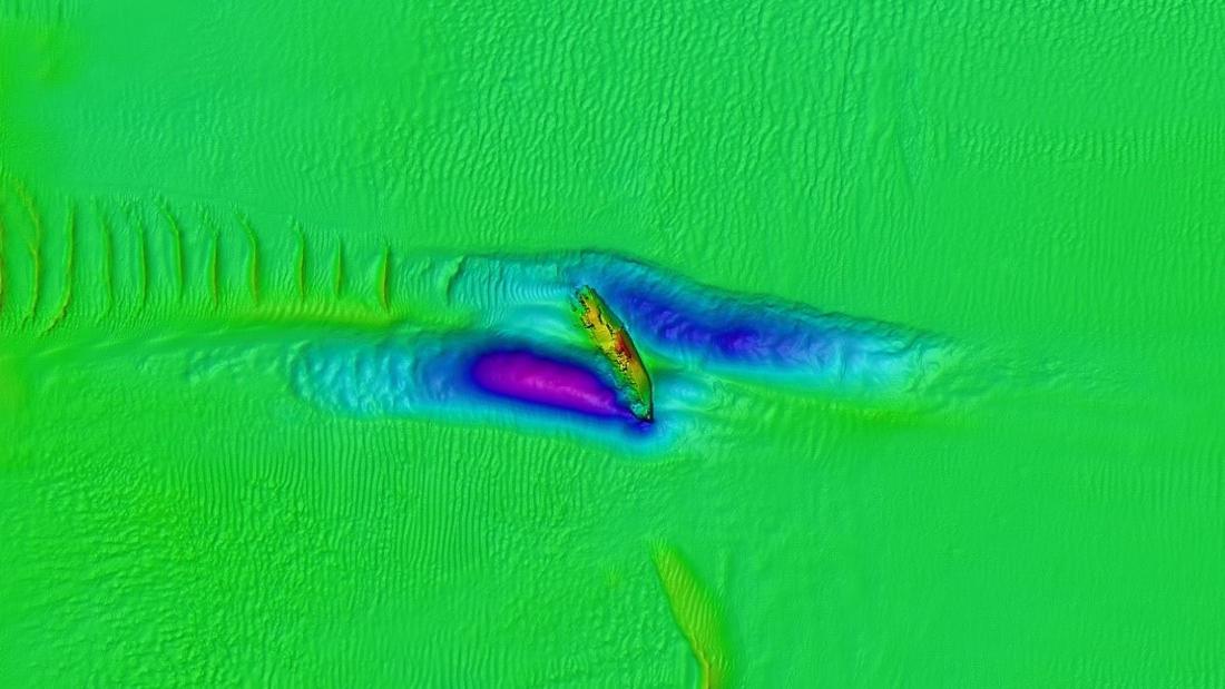 Sonar image of seabed showing Apapa wreck