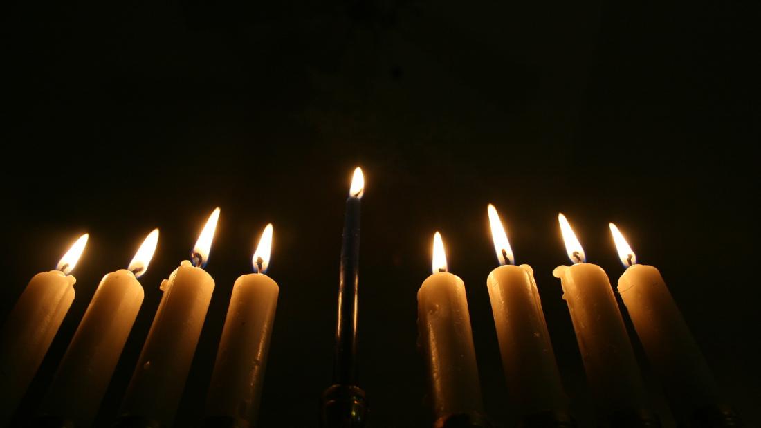 Hanukah candles lit