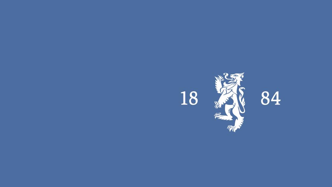 1884 logo on blue background