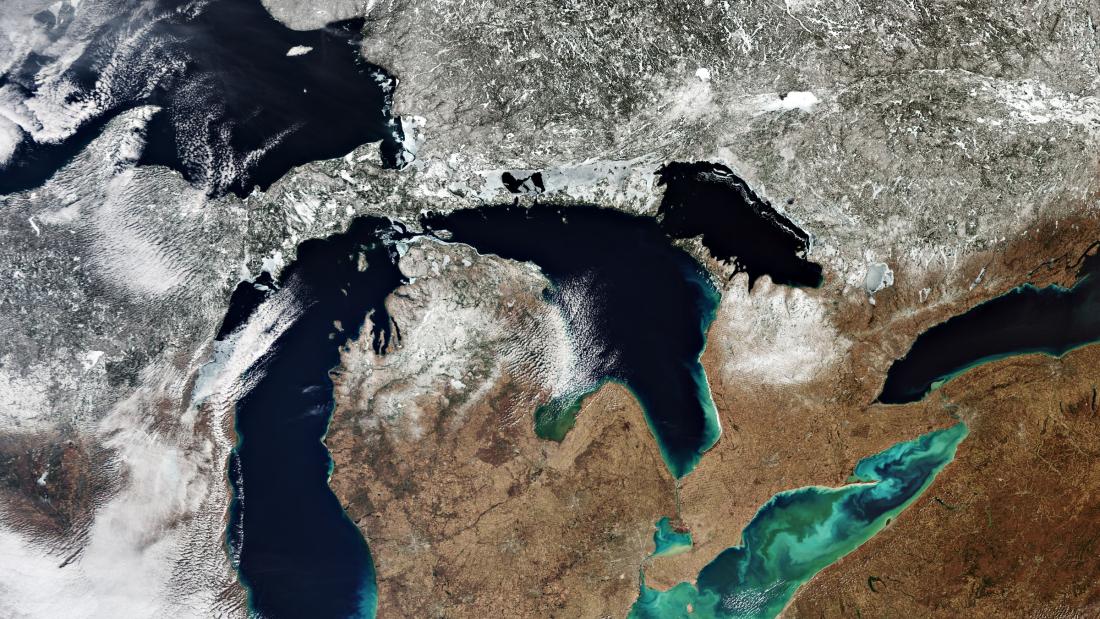 An ESA satellite image of North America's Great Lakes