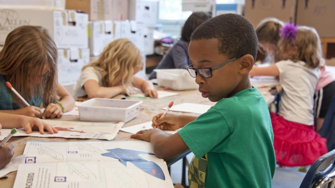 Children working on a project in class