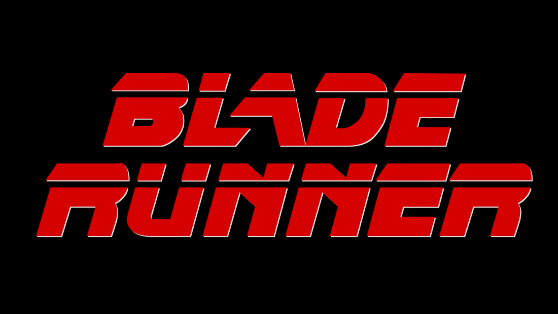 Red words on black background - Blade Runner