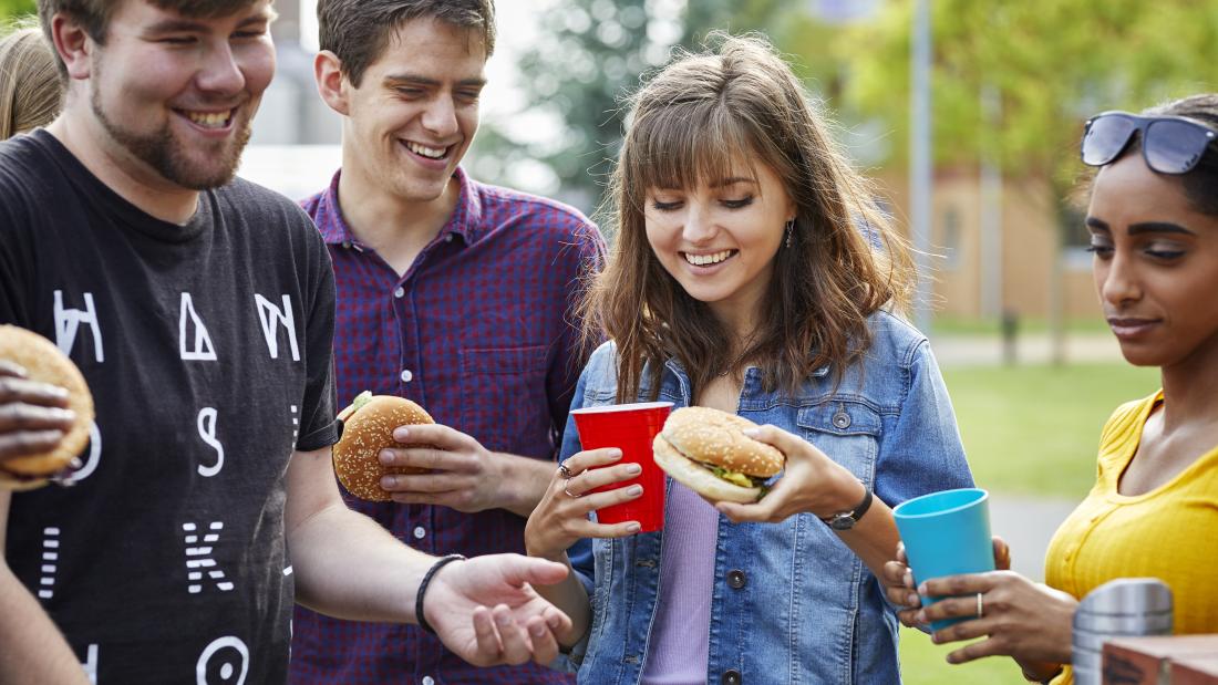 Students socialising and having BBQ