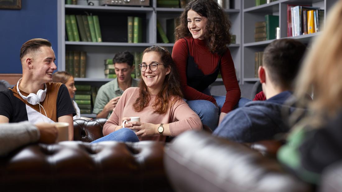 Students socialising in social space