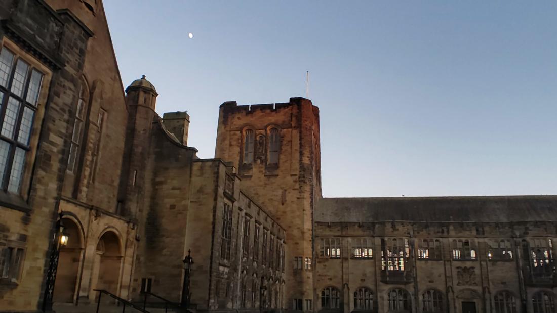 Bangor University Main Arts Building dusk
