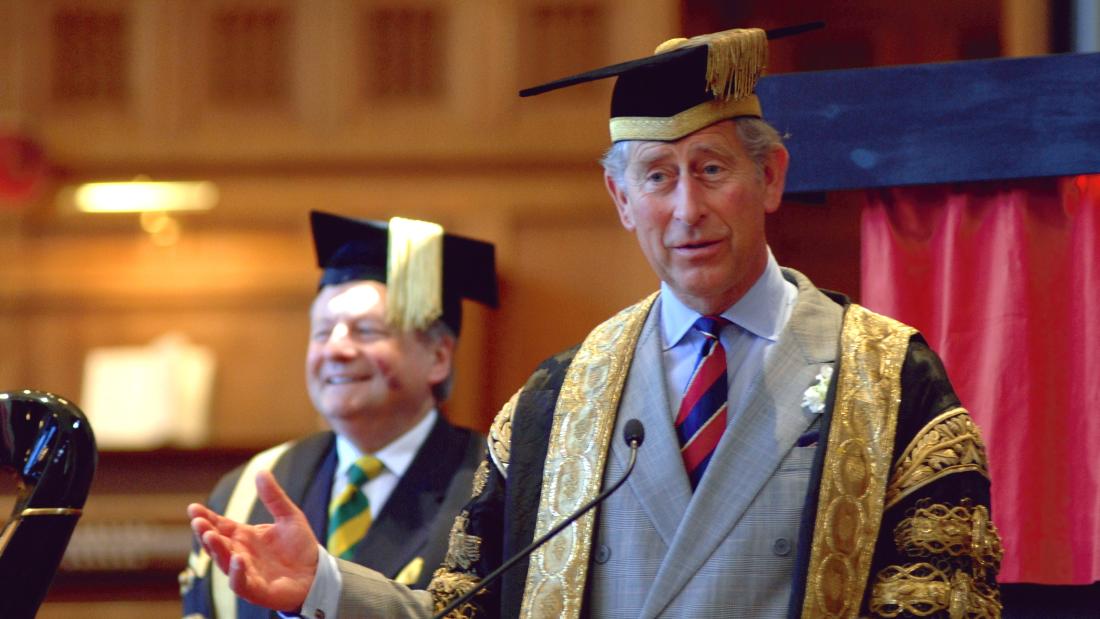 King Charles III then  Charles, Prince of wales addressing Bangor University in June 2009