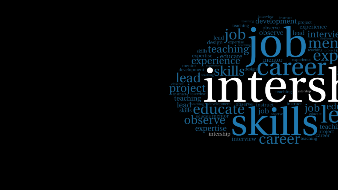 Banner with text about internships