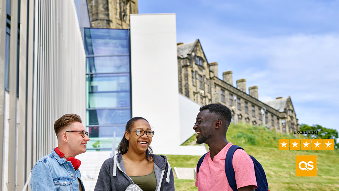 Students outside pontio with QS rating