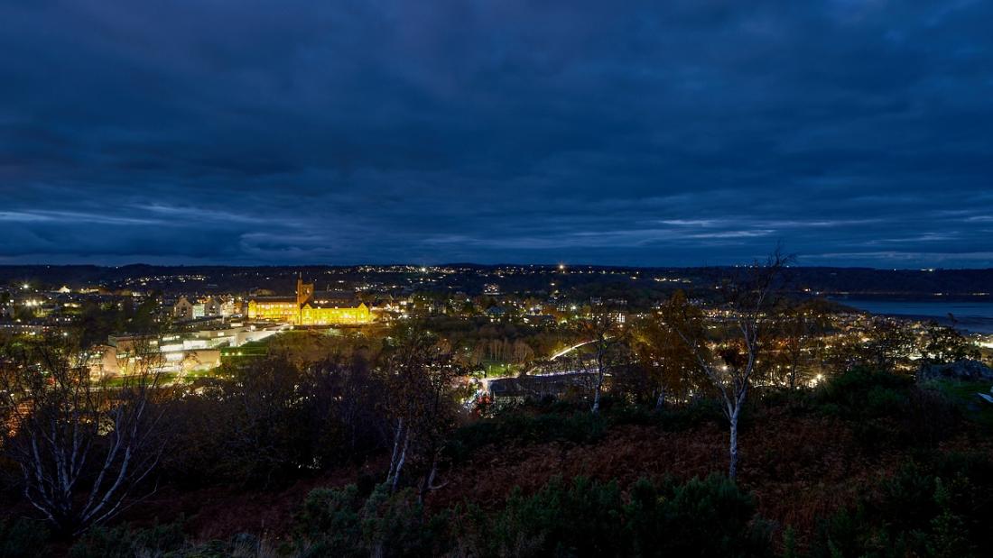 Bangor cityscape at night