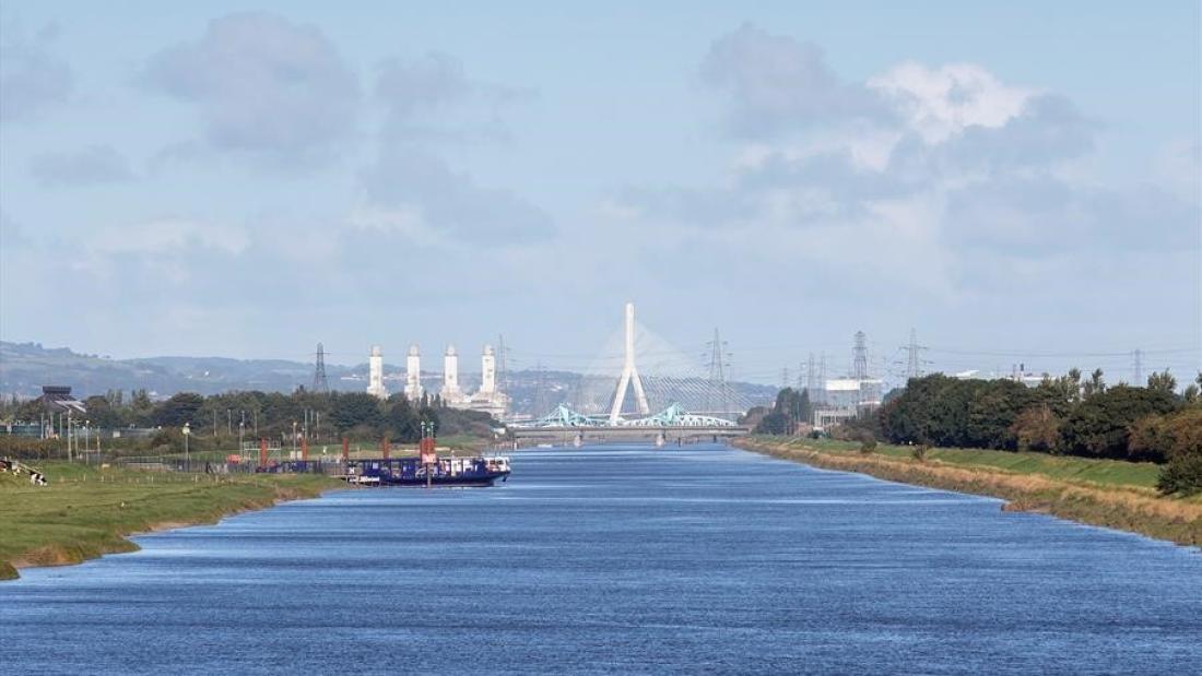 Image of an industrial landscape and the River Dee in the centre