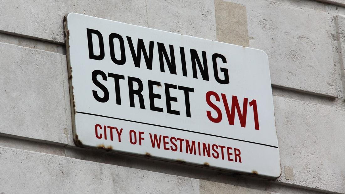 Street sign with Downing Street on it 