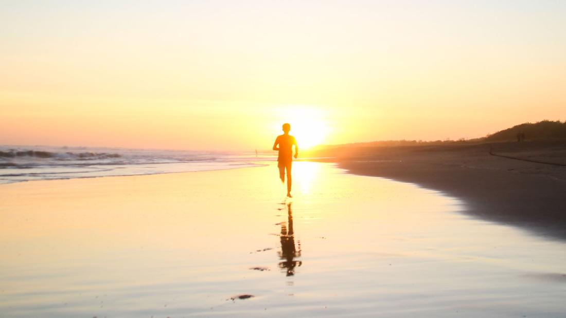 Jogging on beach