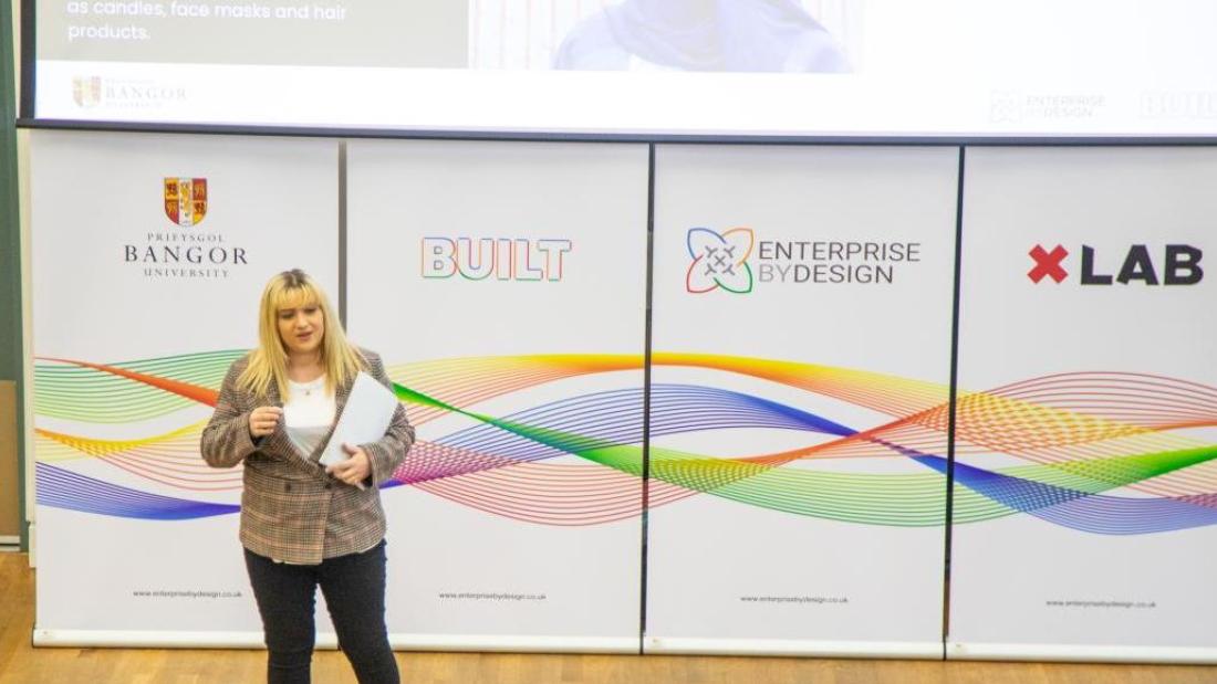 Rhiannon Owen presenting at the Enterprise By Design final