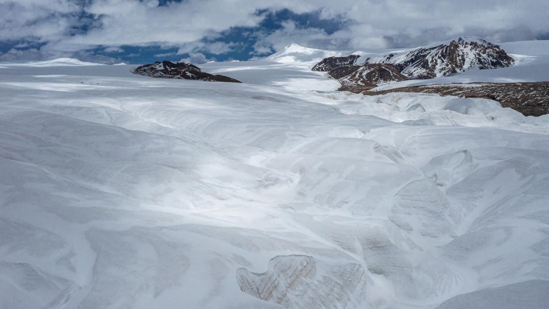 Looking directly towards a glacier