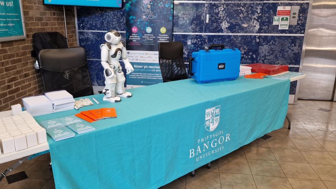 Welcome table and robot for IET open house event