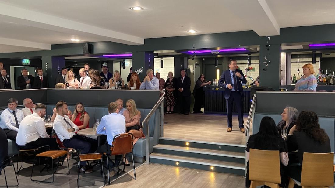 Dr Iestyn Pierce (Head of School) welcoming people to the celebratory graduation lunch