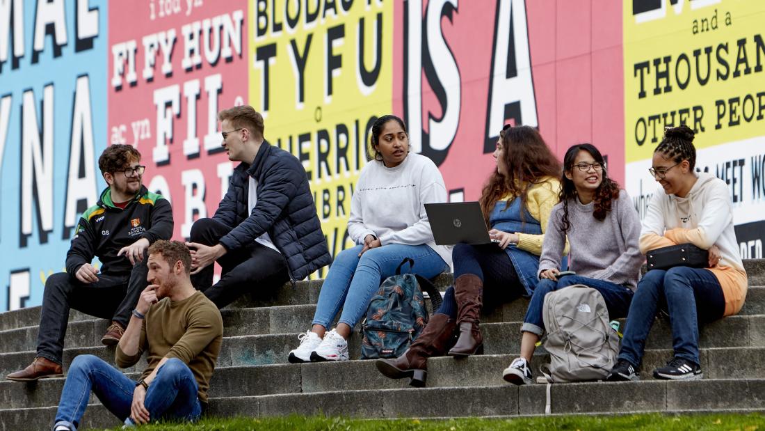 Students outside Pontio