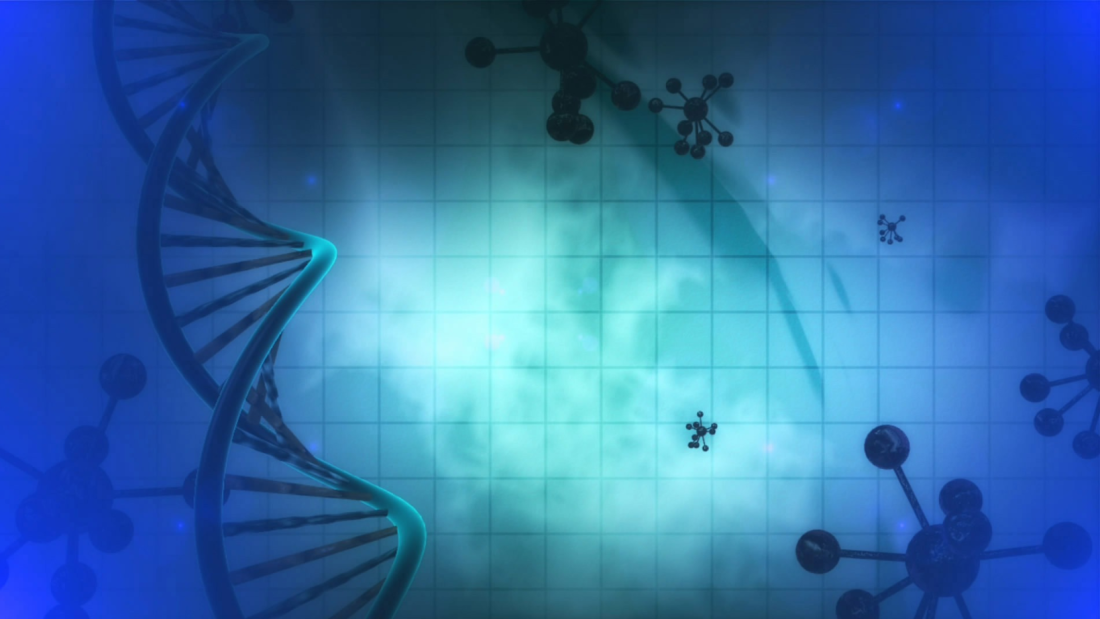 DNA medical illustration in blue and green