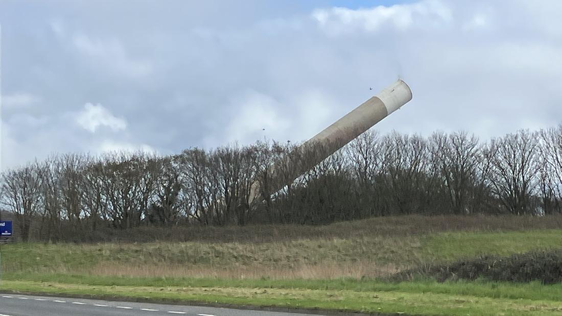 chimney fallingmid-demolition