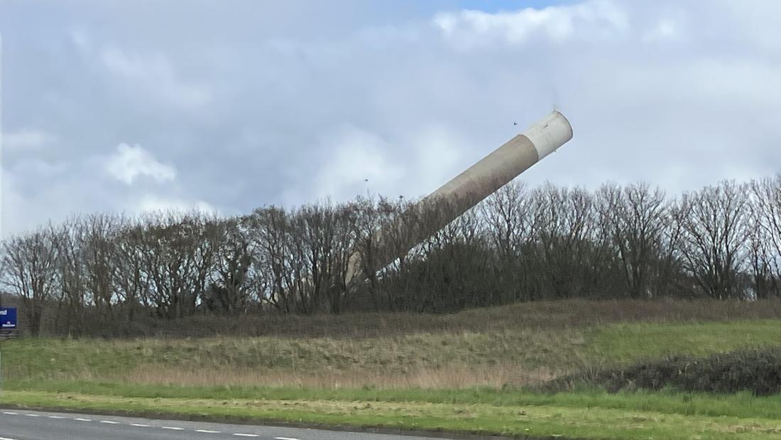  chimney fallingmid-demolition