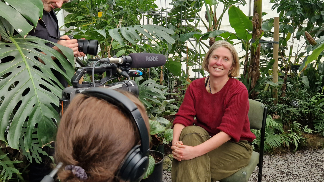 University Professor Julia Jones being filmed for Panorama