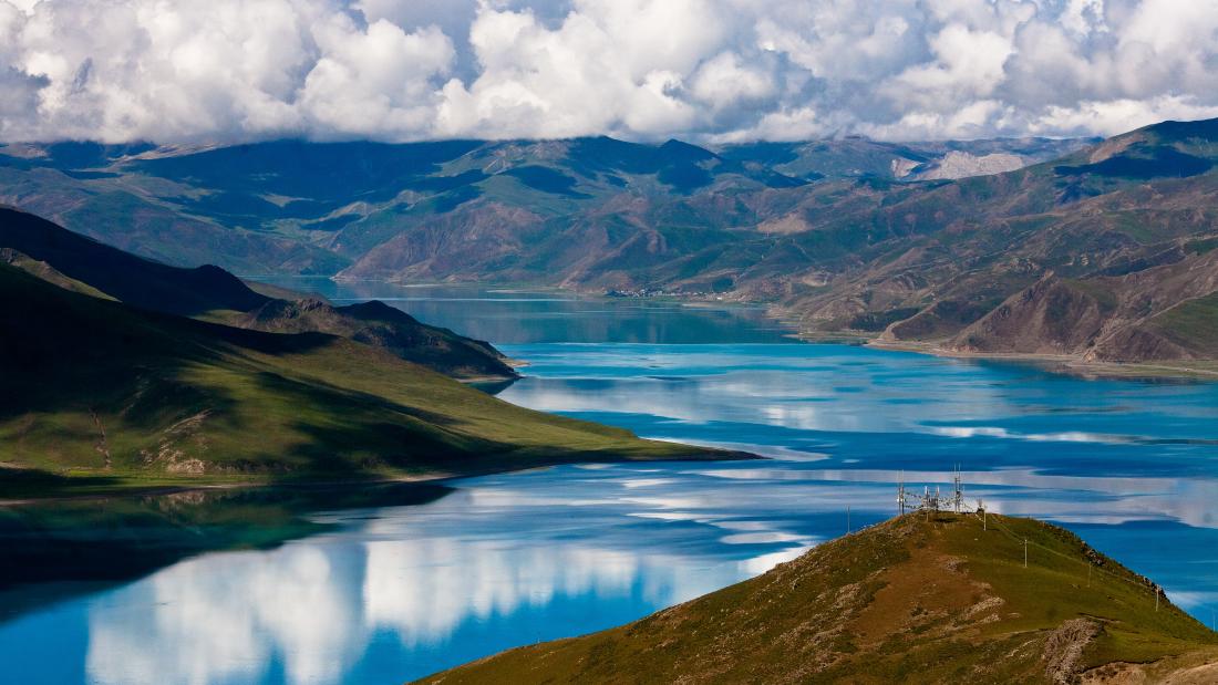 Large lake within mountains