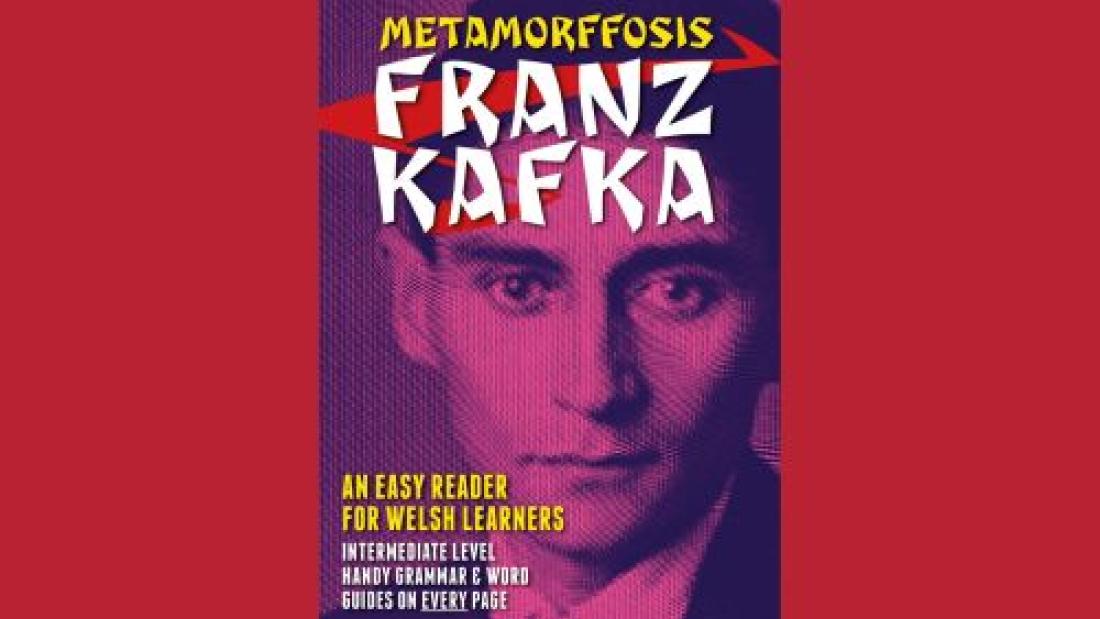 Cover image of Welsh translation with title author and headshot of author