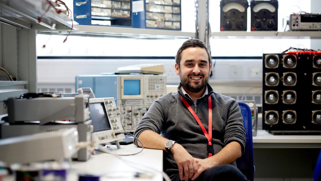 Electronic Lecturer sitting in electronics lab