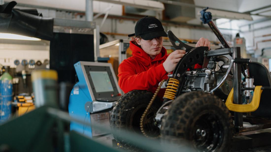 Product Design student in the workshop