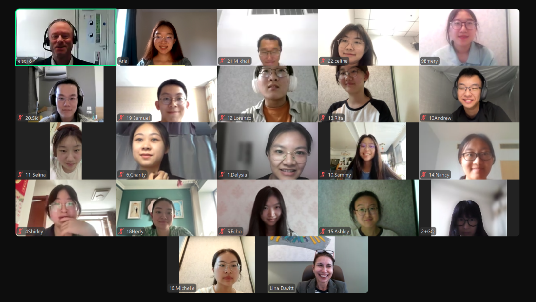 Students attending online course