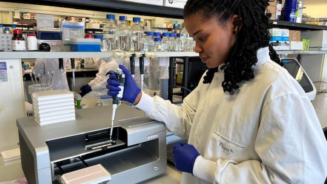 North Wales Medical student using the equipment for the cancer research project