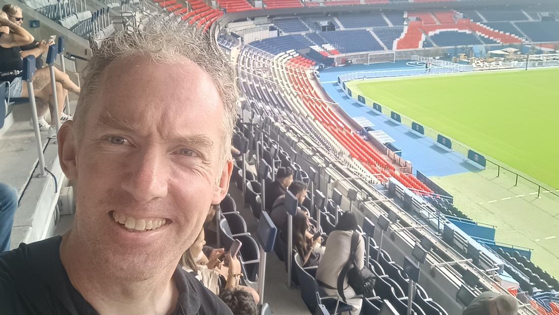Photo of Dr. Jonathan Ervine, Head of Modern Languages and Cultures with the Parc des Princes