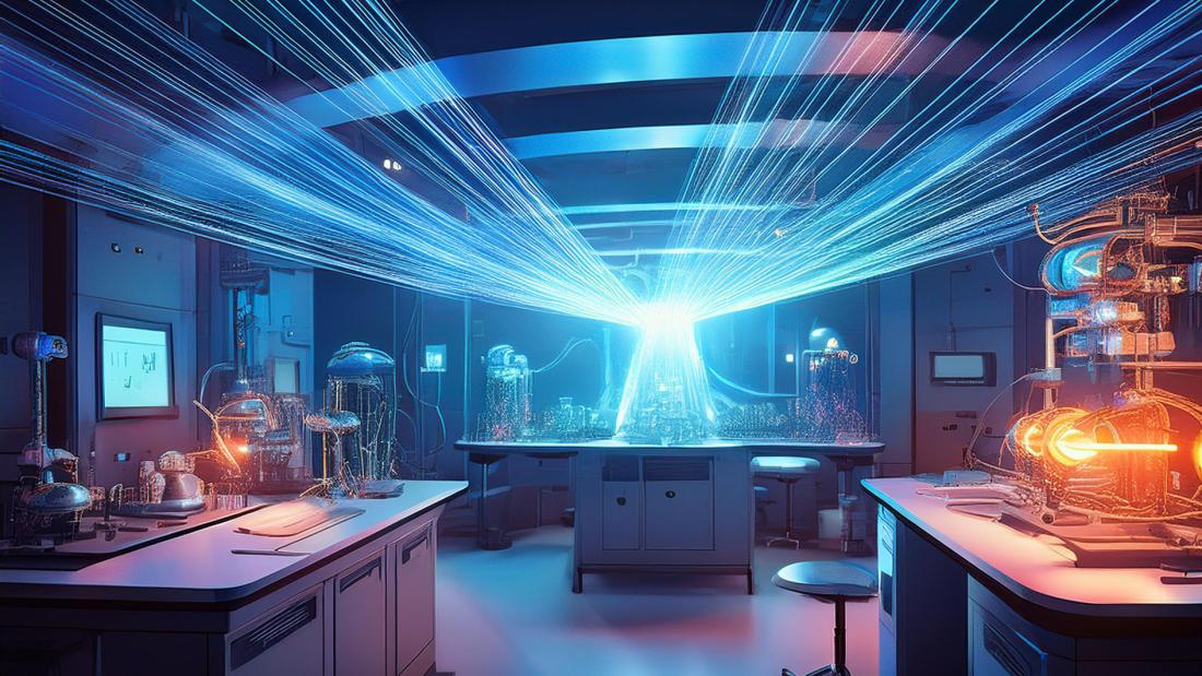 Imaginary photograph of a laser lab