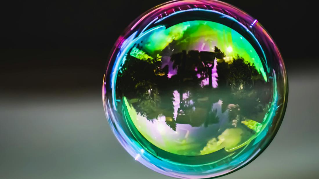 One bubble with outside view inside 