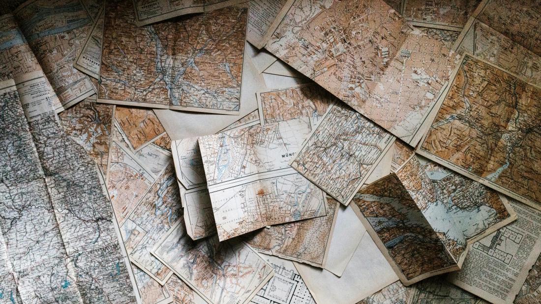 Pile of old maps