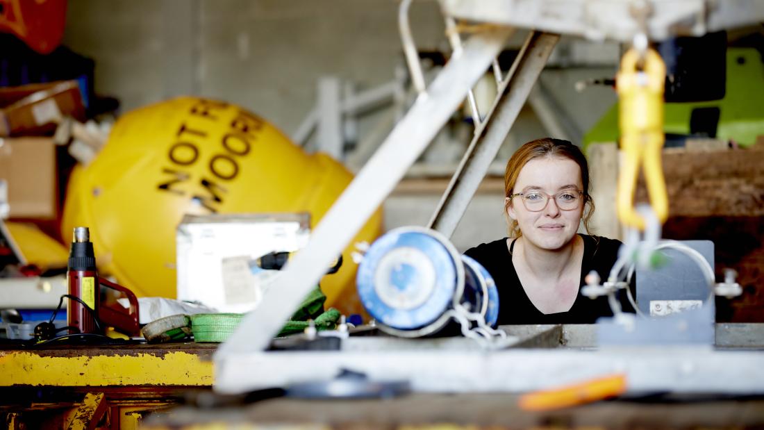 student in marine lab