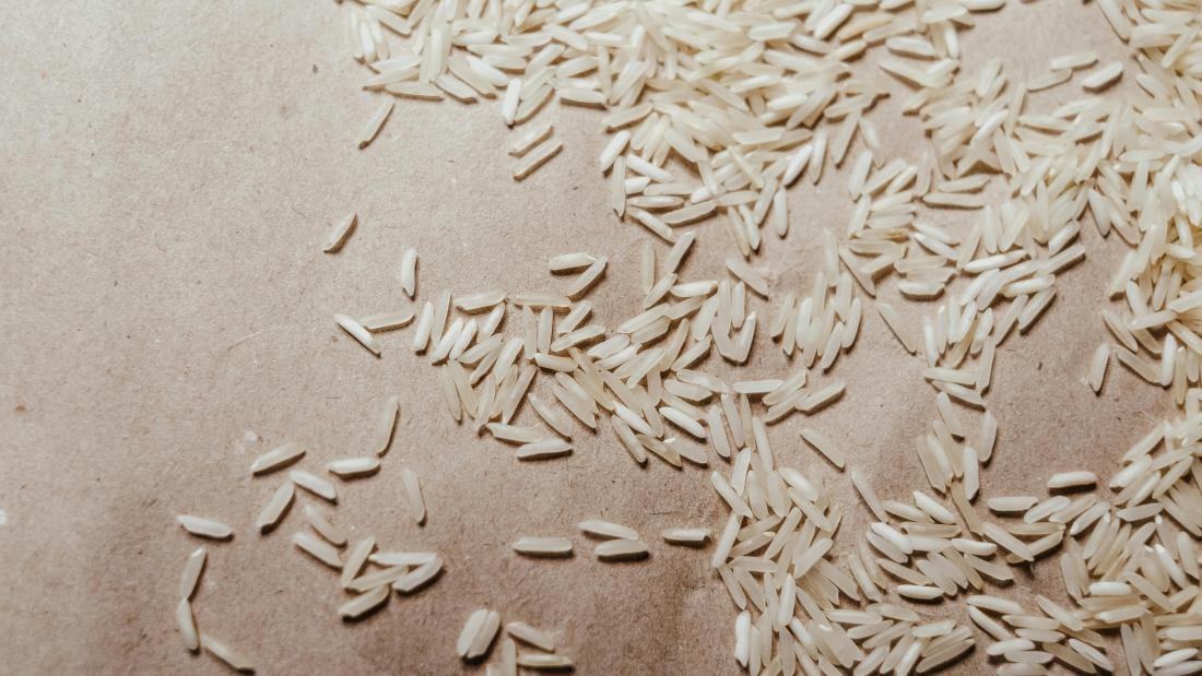 Rice Grains on a Brown Paper